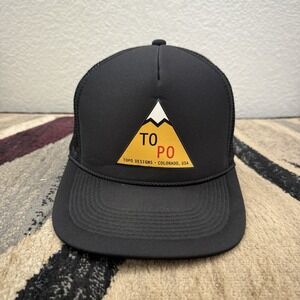 Topo Designs Hat Cap Snapback Black Trucker Mesh Rope Hiking Outdoors